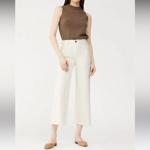DL1961 Hepburn Wide Leg high Rise vintage ankle Jeans NWT size 29 color eggshell